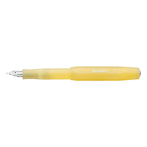 Kaweco Frosted Sport Fountain Pen Sweet Banana, Fine Nib with Kaweco Sport Octagonal Clip Chrome (2019 Novelty.).