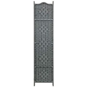 MyGift 4-Panel Freestanding Grey Bamboo Woven Folding Room Divider