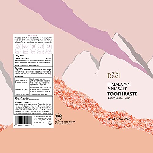 Rael Toothpaste for Sensitive Teeth - Fluoride Free Toothpaste, Himalayan Pink Salt, Sweet Mint Flavor, Clean Ingredients, Fresh Breath, Oral Care, Cruelty Free (1 Pack, Pump)