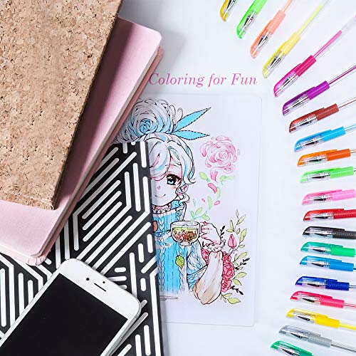 24 Colors Gel Pens, Coloring Gel Pen Art Markers for Journal Adult Coloring Books Drawing Note Taking, 40% More Ink for Kids