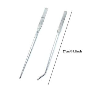 FRUTA Long Reptiles Feeding Tongs Stainless Steel Straight and Curved Tweezers Set Polished Aquarium Tweezers Feeding Tools for Reptiles Lizards Bearded Dragon Gecko Snake Bird Aquatic Plants- Silver