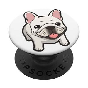 cute smiling french bulldog - white phone accessory popsockets popgrip: swappable grip for phones & tablets