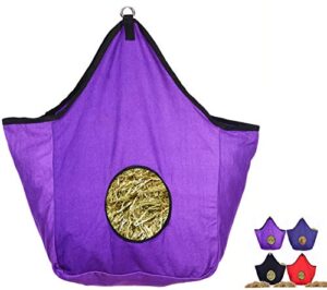 westride nylon large horse hay bag with d ring heavy duty extra wide width 19" l x 19" h x 12w(purple)