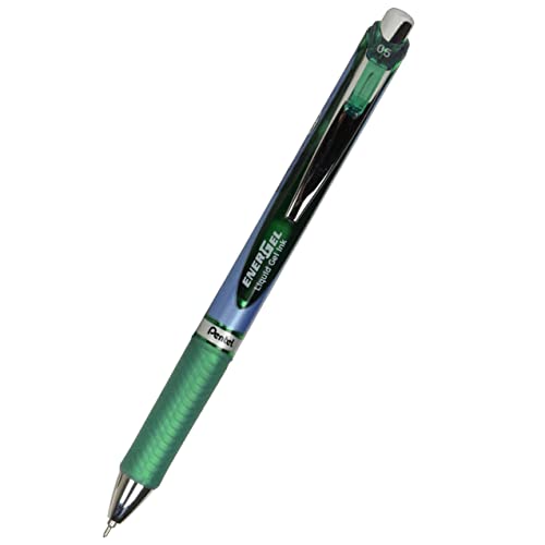 Pentel EnerGel 0.5mm Needle Tip Green Ink Liquid Gel Pens (BLN75-D) - 6 Pack