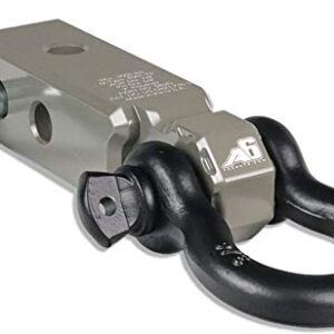 AGENCY 6 Recovery Shackle Block Assembly 2 INCH Double Hole Powder Coat Grey - Hitch Receiver Block - Proudly Made in The USA with US Certified Materials - Includes Hitch pin and D-Ring