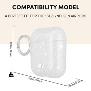 Case-Mate Protective AirPod Case Cover, Soft Silicone Cover with Keychain Ring for Men and Women, Compatible with Apple AirPods Series 1 & 2, Front LED visible - Crystal Clear