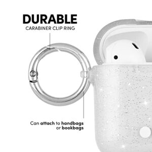 Case-Mate Protective AirPod Case Cover, Soft Silicone Cover with Keychain Ring for Men and Women, Compatible with Apple AirPods Series 1 & 2, Front LED visible - Crystal Clear