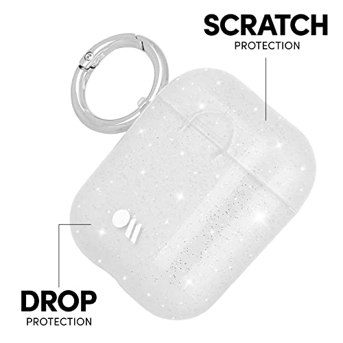 Case-Mate Protective AirPod Case Cover, Soft Silicone Cover with Keychain Ring for Men and Women, Compatible with Apple AirPods Series 1 & 2, Front LED visible - Crystal Clear