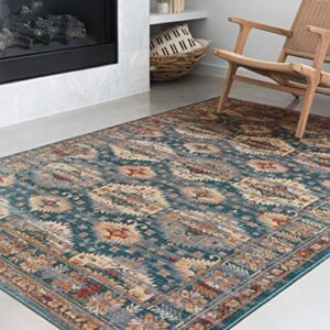 loloi ii isadora collection distressed persian area rug, 2'-0" x 3'-0", lagoon/multi