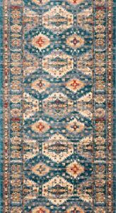 Loloi II Isadora Collection Distressed Persian Area Rug, 2'-0" x 3'-0", Lagoon/Multi