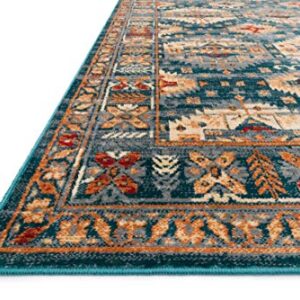 Loloi II Isadora Collection Distressed Persian Area Rug, 2'-0" x 3'-0", Lagoon/Multi