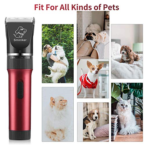 SMINIKER Low Noise Horses Clippers Dog Clippers Cordless Cat Clippers Grooming Kit with Storage Bag 5 Speed Professional Animal Clippers Pet Grooming Kit