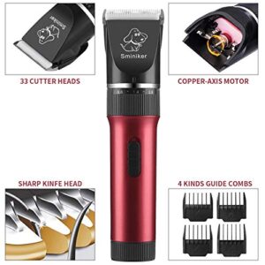 SMINIKER Low Noise Horses Clippers Dog Clippers Cordless Cat Clippers Grooming Kit with Storage Bag 5 Speed Professional Animal Clippers Pet Grooming Kit