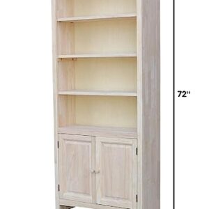 International Concepts Shaker Bookcase-72 H Bookcase, Unfinished