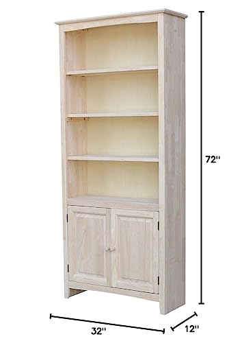 International Concepts Shaker Bookcase-72 H Bookcase, Unfinished