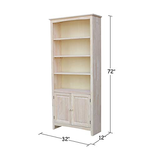 International Concepts Shaker Bookcase-72 H Bookcase, Unfinished