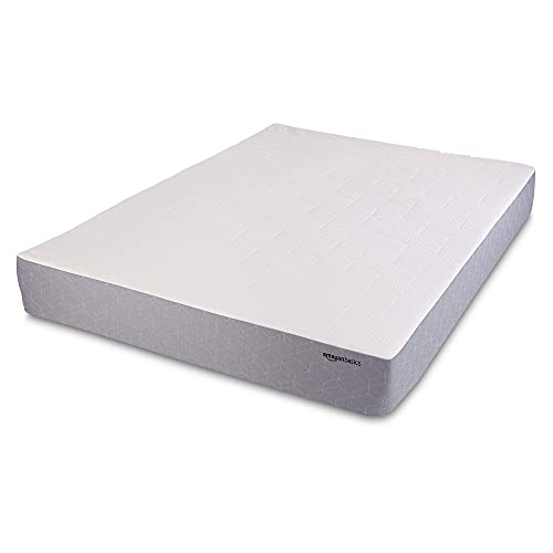Amazon Basics Cooling Gel Memory Foam Mattress, Medium-Firm, CertiPUR-US Certified, 10 inch, Full Size, White/Gray