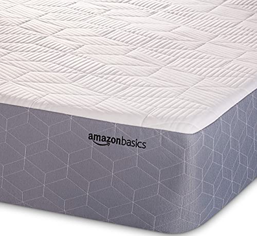 Amazon Basics Cooling Gel Memory Foam Mattress, Medium-Firm, CertiPUR-US Certified, 10 inch, Full Size, White/Gray