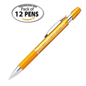 Personalized Ballpoint Pens Click action Custom Black writing ink - The Sleeker - Full color Printed Name Pens with Your Logo/Text/Message FREE PERSONALIZATION - 12 Qty (Assorted)