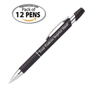 Personalized Ballpoint Pens Click action Custom Black writing ink - The Sleeker - Full color Printed Name Pens with Your Logo/Text/Message FREE PERSONALIZATION - 12 Qty (Assorted)