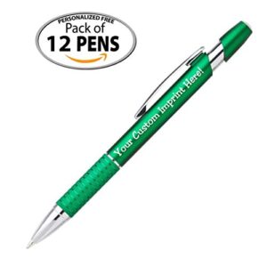 Personalized Ballpoint Pens Click action Custom Black writing ink - The Sleeker - Full color Printed Name Pens with Your Logo/Text/Message FREE PERSONALIZATION - 12 Qty (Assorted)