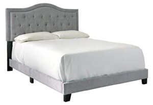 signature design by ashley jerary queen upholstered tufted bed frame, light gray
