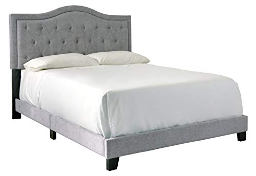 Signature Design by Ashley Jerary Queen Upholstered Tufted Bed Frame, Light Gray