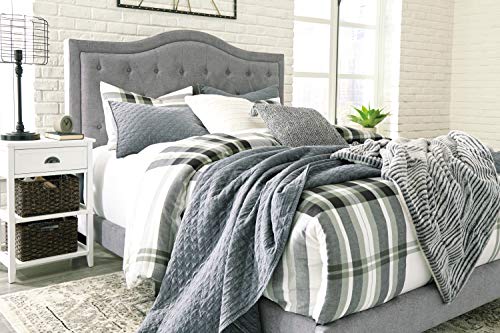 Signature Design by Ashley Jerary Queen Upholstered Tufted Bed Frame, Light Gray