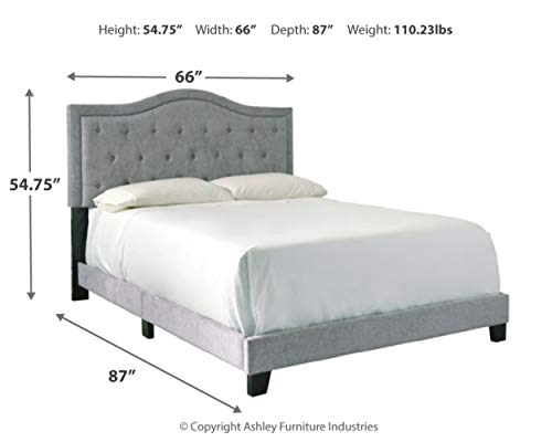Signature Design by Ashley Jerary Queen Upholstered Tufted Bed Frame, Light Gray