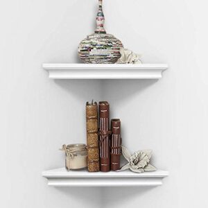 ahdecor white corner shelves, easy-to-install floating corner shelves for home décor, ideal for displaying keepsakes, 2-pack