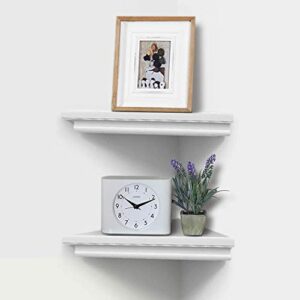 AHDECOR White Corner Shelves, Easy-to-Install Floating Corner Shelves for Home Décor, Ideal for Displaying Keepsakes, 2-Pack