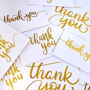 Supla 102 Sets Gold Foil Thank You Cards Bulk with Envelopes Stickers Thank You Notes 3 Designs Blank Thank You Note Cards Greeting Cards 4" x 6" for Weddings Baby Shower Bridal Shower