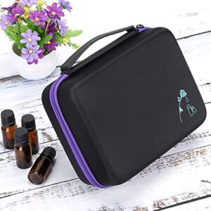 Hipiwe Hard Shell Essential Oil Carrying Case 30 Bottles EVA Essential Oils Storage Bag - Perfect for Essential Oils Bottle with Foam Insert (Black + Purple)