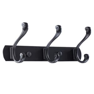uxcell wall mount coat hook rack hanger with 3 retro hooks,stainless steel towel hanger with screws for jackets/coats/hats/scarves,black a,10" x 2.8" x 3.7"(l*w*h)