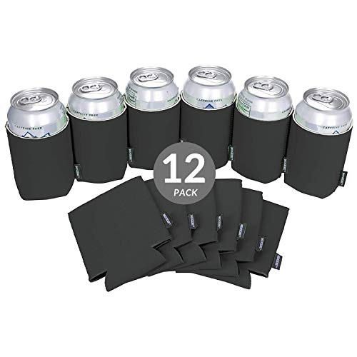KOOZIE Neoprene Beer Can Cooler - Blank Bulk Insulated Drink Holder for Cans and Bottles - DIY Personalized Gifts for Bachelorette Parties, Weddings, Birthdays (12 Pack, Black)