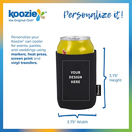 KOOZIE Neoprene Beer Can Cooler - Blank Bulk Insulated Drink Holder for Cans and Bottles - DIY Personalized Gifts for Bachelorette Parties, Weddings, Birthdays (12 Pack, Black)