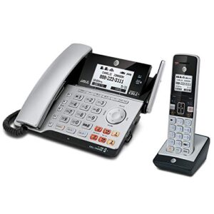 AT&T TL86103 DECT 6.0 Connect to Cell 2 Line Answering System with Caller ID/Call Waiting, 1 Corded & 1 Cordless Handset, Silver/Black (Renewed)