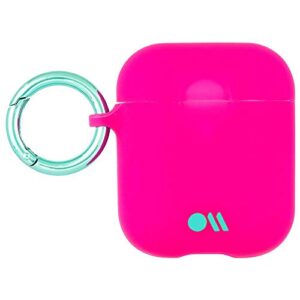 case-mate - airpods case - hook ups - silicone - compatible with apple airpods series 1 & 2 - fuchsia dark pink