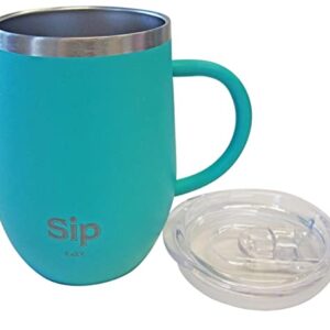 PINK SIP EAZY'S 12oz 18/8 StainlessSteel Insulated Cup, Handle & Lid - Keeps your Drinks Hot up to 6 hours Cold up to 24hour - Coffee, Tea, Beer, Water, Wine - Arrives Boxed for easy Gifting!