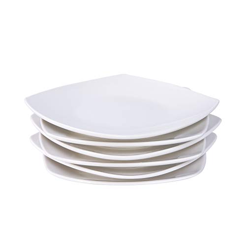 Cutiset Porcelain Dessert, Salad Plates, Set of 6 , White ( 7 inch, Square)