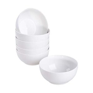 cutiset 29 ounce porcelain cereal/salad/desserts bowls, set of 6, white (6-inch/ 29 ounce, round)