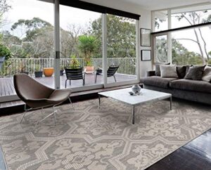 homegnome indoor outdoor portico area rug (8'x10', silver grey)