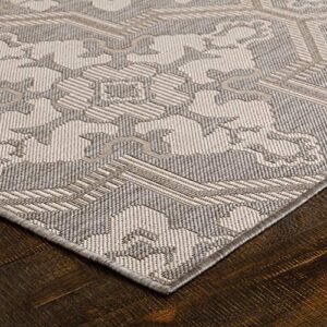 HOMEGNOME Indoor Outdoor Portico Area Rug (8'x10', Silver Grey)