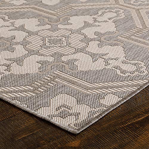 HOMEGNOME Indoor Outdoor Portico Area Rug (8'x10', Silver Grey)