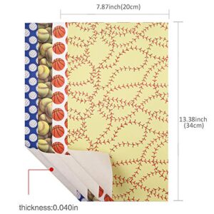 David accessories Sport Basketball Football Baseball Printed Faux Leather Sheet Synthetic Leather Fabric 9 Pcs 7.7" x 12.9" (20cm x 33cm) for DIY Earrings Hair Bows Making (Sport Set)