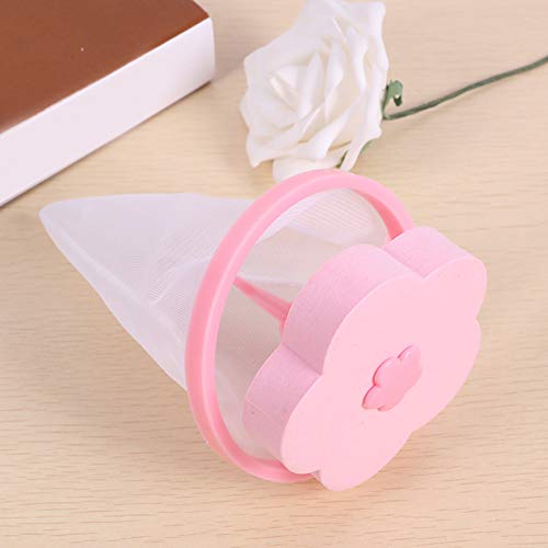 Connoworld Laundry Ball Flower Shape Washing Machine Hair Removal Laundry Ball Floating Filter Mesh Bag Pink