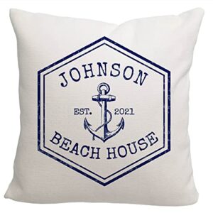 pattern pop personalized nautical family beach house throw pillow cover - 17x17 throw pillow cover (no insert) - decorative throw pillow cover