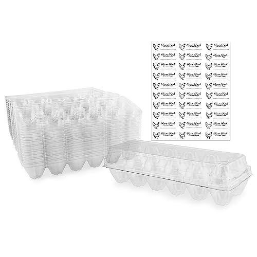 Clear Plastic Egg Cartons (20-Pack); Tri-Fold Containers for One Dozen Eggs