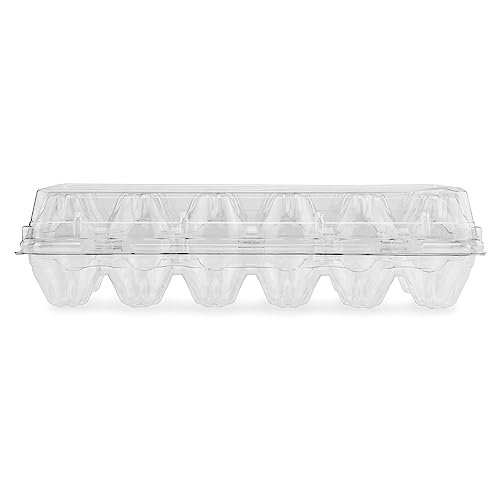 Clear Plastic Egg Cartons (20-Pack); Tri-Fold Containers for One Dozen Eggs