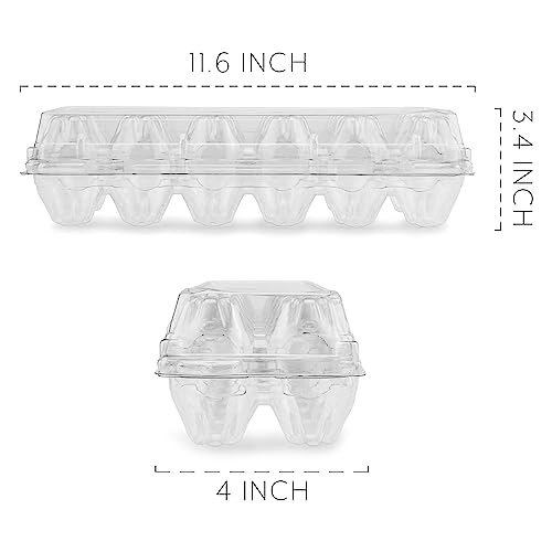 Clear Plastic Egg Cartons (20-Pack); Tri-Fold Containers for One Dozen Eggs